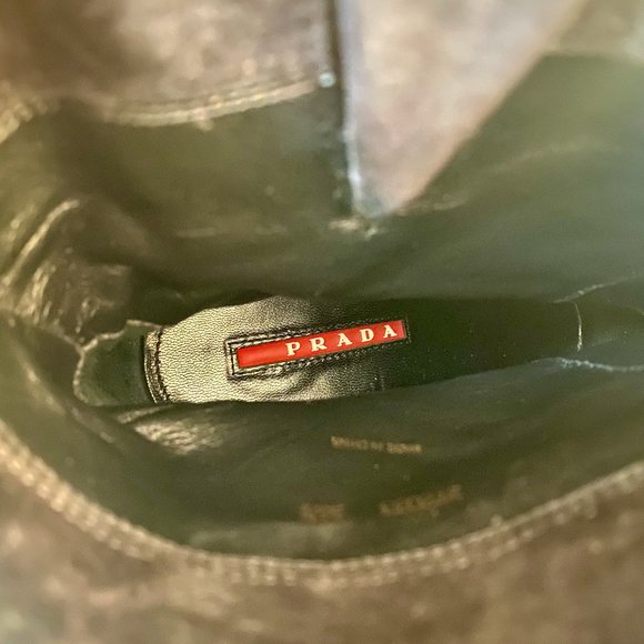 Prada Suede Linea Rossa Ankle Booties - Size 6 (36 1/2) - Picture 2 of 5